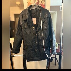 Missguided Black Croc-Embossed Jacket